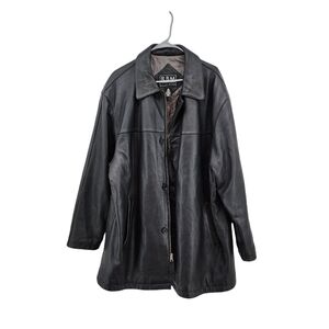 RBM Outdoor Collection Men's Genuine Leather Button Front Heavyweight Jacket Blk